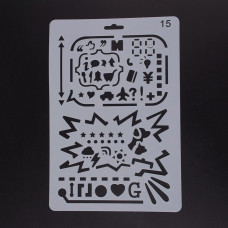 Пластиковый трафарет Разные знаки, 25.5x17.4 см