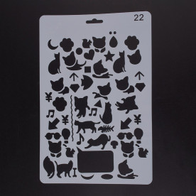 Пластиковий трафарет Котики і дрібні знаки, 25.5x17.4 см