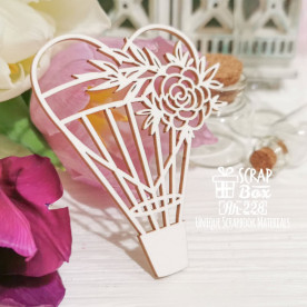 Чипборд воздушный Сердечка с цветком Hh-228, Scrapbox