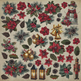 Лист с картинками для вырезания Nostalgic Christmas 30,5х30,5 см, Фабрика Декора