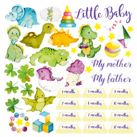 Набір картинок для вирізання Dino Baby 20х20 см, Фабрика Декору