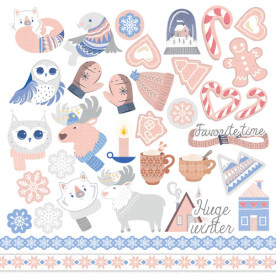Лист с картинками для вырезания Huge Winter 20х20 см, Фабрика Декора