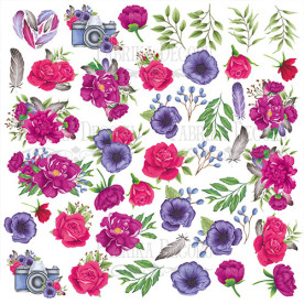 Набір картинок для вирізання Mind Flowers 20х20 см, Фабрика Декору