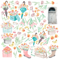 Лист с картинками для вырезания Scent of Spring 20х20 см, Фабрика Декора