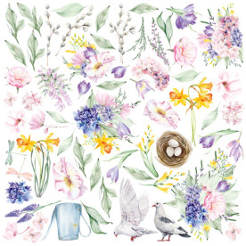 Лист с картинками для вырезания Tender Spring 20х20 см, Фабрика Декора