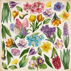 Набір картинок для вирізання Spring Botanical Story 20х20 см Фабрика Декору