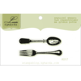 Акриловый штамп Ложка с вилкой, размер 4,4х1,8 см