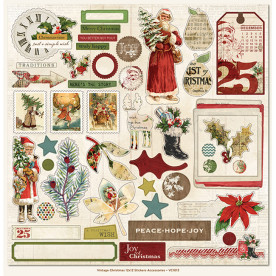 Лист с наклейками Vintage Christmas 30х30 см, My Mind's Eye