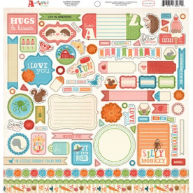 Лист с наклейками Alphabet Junction 30х30 см, Carta Bella