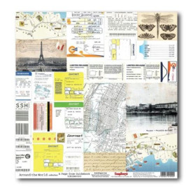 Односторонній папір Навколо світу - карта мандрівника 30х30 см від ScrapBerry's