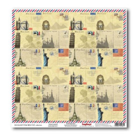 Односторонній папір Навколо світу - поштова картка 30х30 см від ScrapBerry's