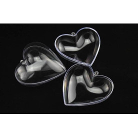 Декоративное прозрачное сердце, пластик, 8см