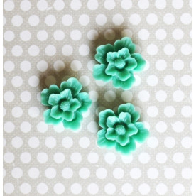 Пластиковий кабошон Квітка бірюзового кольору, діаметр 27 мм, 1 шт