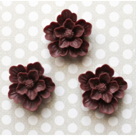 Пластиковий кабошон Квітка темно-бордового кольору, діаметр 27 мм, 1 шт