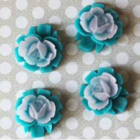 Кабошон Троянда блакитного і блакитного кольорів, розмір 16 мм, 1 шт