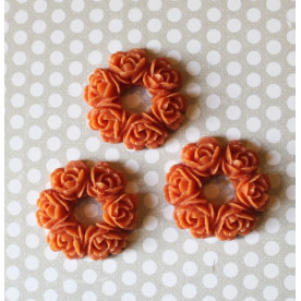Кабошон Венок из розочек терракотовый, размер 30 мм, 1 шт