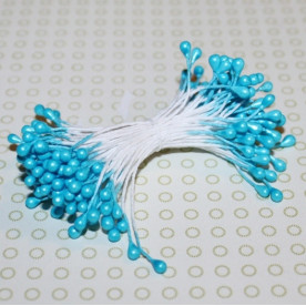 Набір перламутрових тичинок синього кольору, 3 мм, 60 тичинок