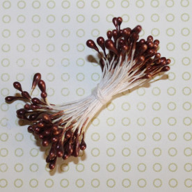 Набір перламутрових тичинок коричневого кольору, 3 мм, 60 тичинок