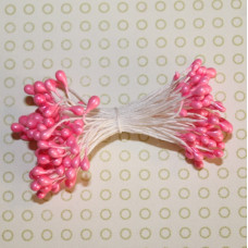 Набір перламутрових тичинок яскраво-рожевих, 3 мм, 60 тичинок (30 гілочок)