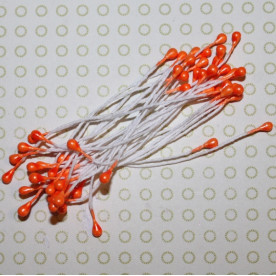 Набір перламутрових тичинок оранжевого кольору, 3 мм, 60 тичинок