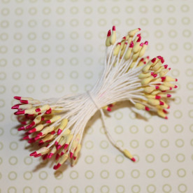 Набор тычинок желтого цвета с оранжевым кончиком, 1 мм, 60 тычинок