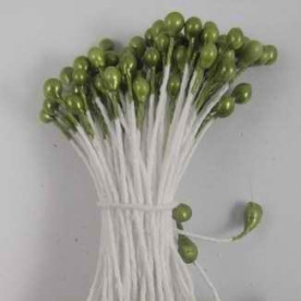 Набір перламутрових тичинок зеленого кольору, 3 мм, 60 тичинок 