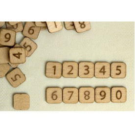 Скреббл-фішки "Цифри", 10 шт, 1,6х1,6х1,5 см