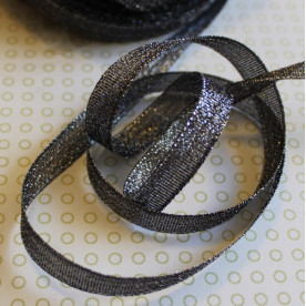 Блискуча чорна стрічка з поліестеру, довжина 90 см, ширина 9 мм