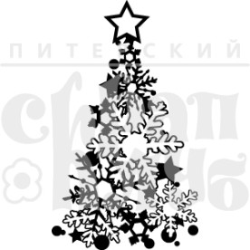 Акриловий штамп Ялинка із зіркою 3,5х6 см, Пітерський Скрапклуб