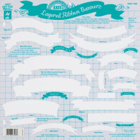 Пластиковий трафарет Easy Layered Ribbon Banners, 30х30 см від Hot Off The Press