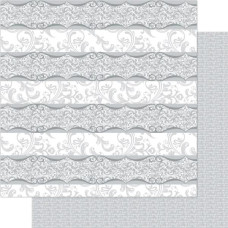 Двусторонняя перламутровая бумага Silver & White Florentine 30х30 см от Ruby Rock-It