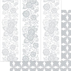 Двусторонняя перламутровая бумага Silver & White Floral 30х30 см от Ruby Rock-It