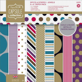 Набор бумаги Spots/Stripes Jewels 15х15 см 16 листов от Papermania