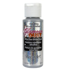 Акриловая краска с глиттером Glamour Dust Silver Bling, 59 мл от DecoArt.
