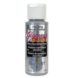 Акрилова фарба з глітером Glamour Dust Silver Bling, 59 мл від DecoArt.