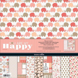 Набір паперу You are my Happy 30х30 см 8 аркушів + наклейки від Teresa Collins