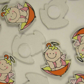 Дерев'яна фігурка "Малюк ангел" на клейовий основі, 1 шт, 3,5х3 см