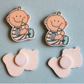 Деревянное украшение "Малыш" голубого цвета, 3х3,5 см