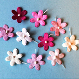 Набір плоских квіточок в рожевих тонах, 1,5 см, 10 шт
