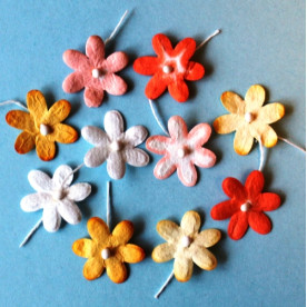 Набор плоских цветочков в оранжевых тонах, 1,5 см, 10 шт