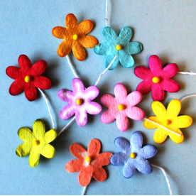 Набор разноцветных плоских цветочков, 1,5 см, 10 шт