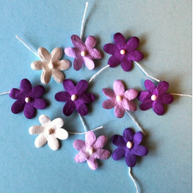 Набор плоских цветочков в сиреневых тонах, 1,5 см, 10 шт
