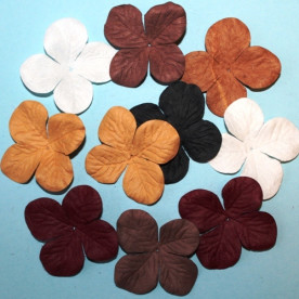 Набір гортензій в темних коричневих і бордових тонах, 35 мм, 10 шт