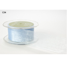 Прозора блискуча стрічка Light Blue, 3,7 см, 90 см від компанії May Arts