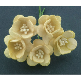 Набір 5 декоративних квіток вишні жовтого кольору