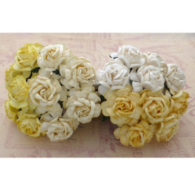 Набір 5 декоративних чайних троянд в кремових тонах, 40 мм