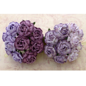 Набор 5 декоративных чайных роз в сиреневых тонах, 40 мм