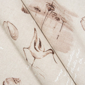 Декоративная ткань, лен Баса, Хлопок 85%, 190г/м, бежевый, 50x70 см
