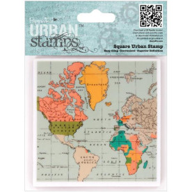 Резиновый штамп Map 10х10 см, Papermania