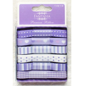 Набір стрічок "Бузкові сердечка", 6 шт, 100 см від Fantasia